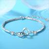 Trendy 925 Silver Bracelet for Women Jewelry Cute Double Heart Crystal Bracelet Lady Lover Valentine's Day Gift Fashion