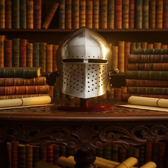 Silver Barbuda Helmet with Display Stand Authentic Medieval Knight Armor