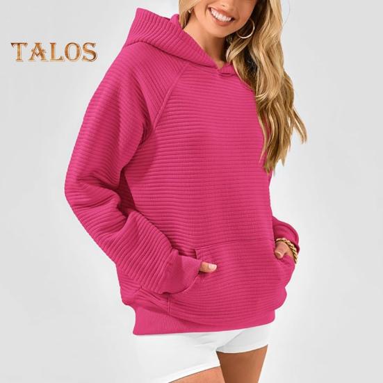 Осень-зима Женская толстовка с капюшоном, свободная, с большим накладным карманом, однотонная, с капюшоном, эластичные манжеты, повседневная одежда, спортивная, на все случаи жизни