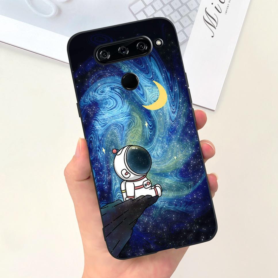 Case For LG V40 ThinQ Cartoon Astronaut Dinosaur Soft Silicon Black Cover For LG V50 V50S ThinQ 5G LG V30 2017 Bumper Phone Case