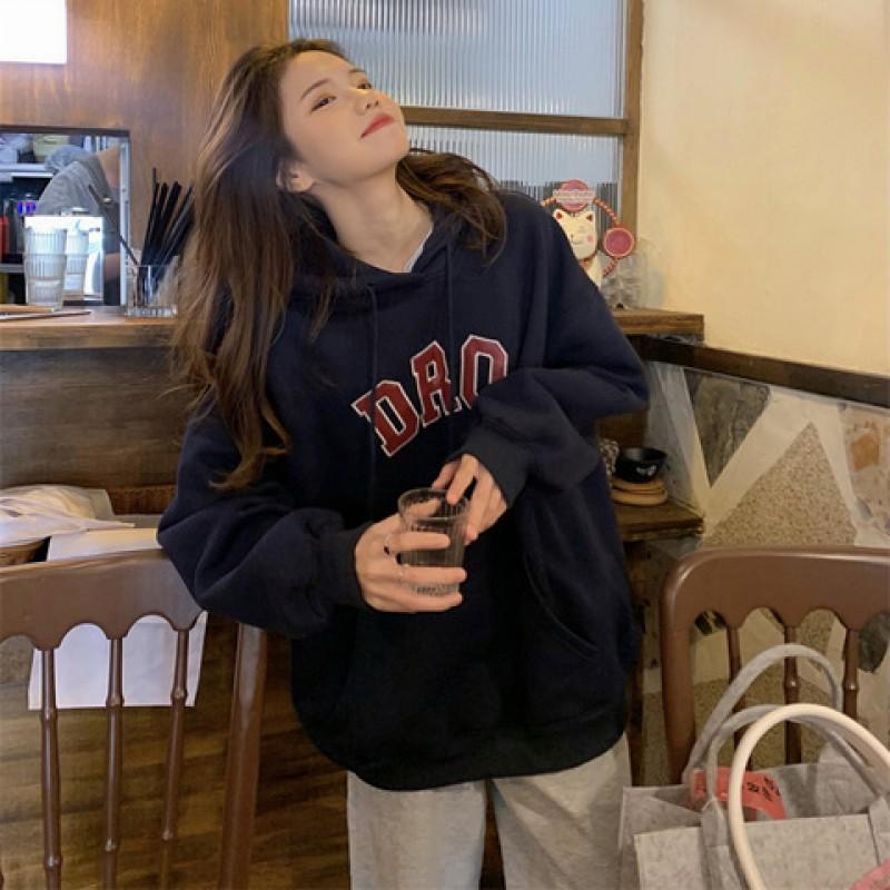 Womens Fleece Hooded Sweatshirt 2026 Fall Loose Casual Long Sleeve Top Students