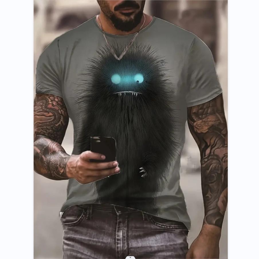 Fashion Cute Cartoon Summer Men T Shirts Lightweight Breathable Casual Kids Round Neck Sleeve Short Streetwear Oversized Tops