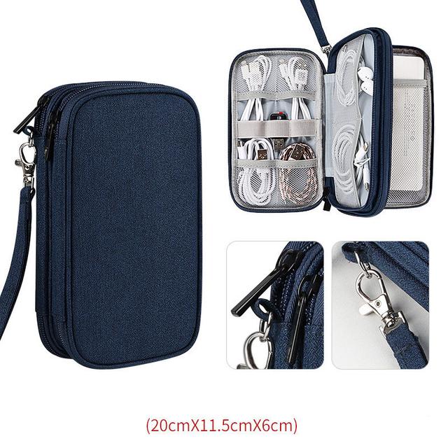 Travel Gadget Portable Backup Charger Power Bank Storage Bag Cable Electronic Organizer External Battery SD Cards Hard Drives USB Wires Case Kit Pouch