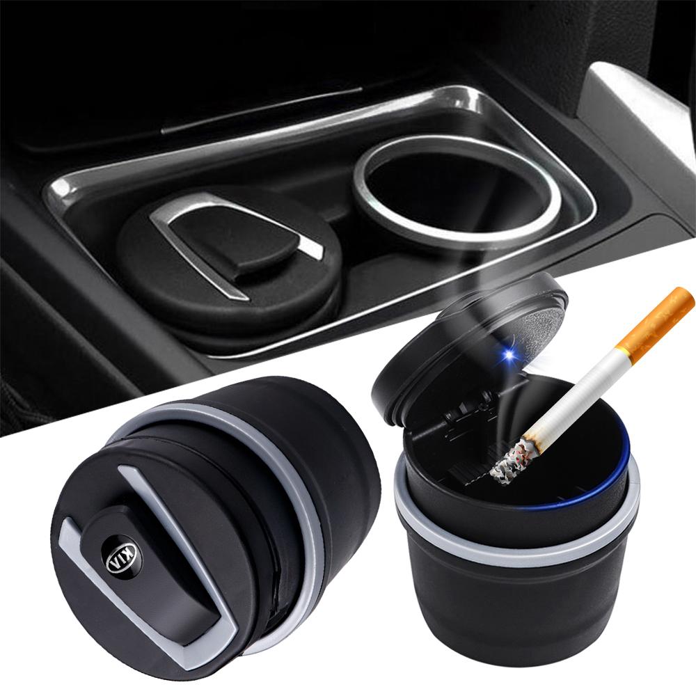 Car LED Ashtray Flame Retardant Cigarette Storage Cup Accessories For Kia Rio Picanto Sportage Niro Morning Ceed Sorento Optima ahu365