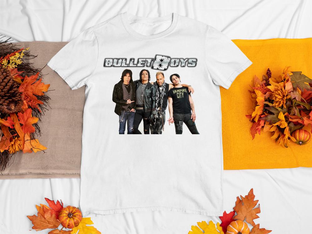BulletBoys Участники группы Тяжелый хлопок Унисекс Белая футболка Полный размер TT202 Унисекс Футболка