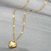 Stereoscopic Stainless Steel Will Not Fade Small Peach Heart  Golden Necklace for Women Love Heart Pendant Collarbone Chain Gift