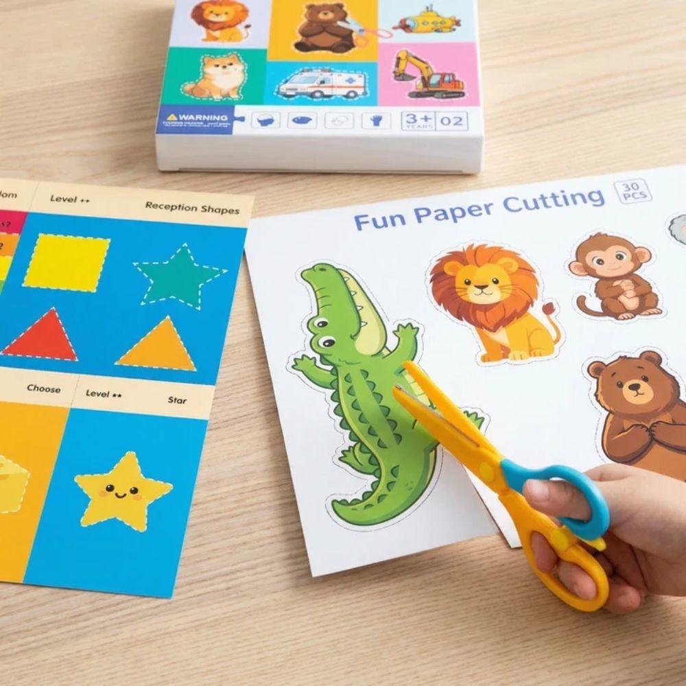 Cartoon Design DIY Paper Cut Book 30Pcs Set Color Paper Kids Craft Scrapbooking Fine Motor Skills Handmade Paper Art