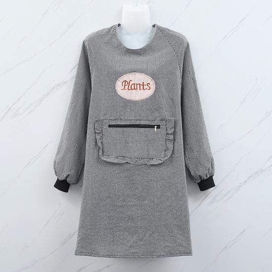 Women Long Sleeve Oil Proof Cotton Home Kitchen Cooking Clean Apron Pocket Smock Sale Goods