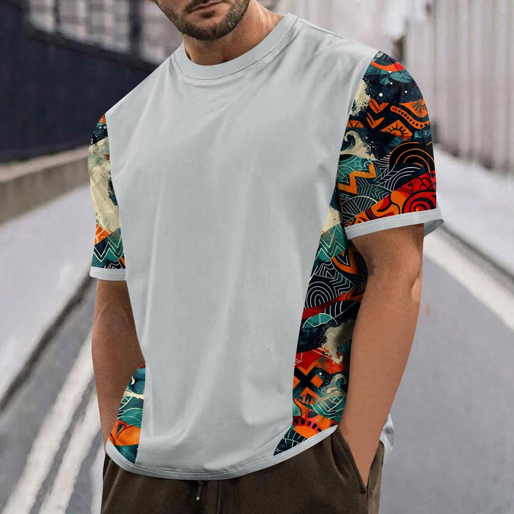 Летняя мужская популярная футболка с круглым вырезом и коротким рукавом с принтом