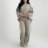 Women's Casual Knit Sweater & Lace-up Trousers Set, Autumn 2025 Collection - Round Neck and Long Sleeves