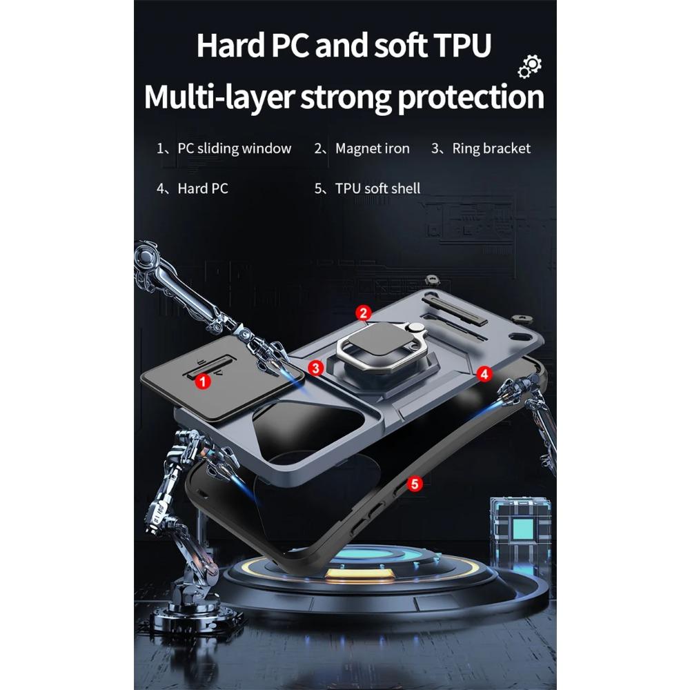 Armor Shockproof Case for Honor 200 Lite Protective Cover for Honor 200 Pro Ring Magnetic Holder Business Full Protection Cover