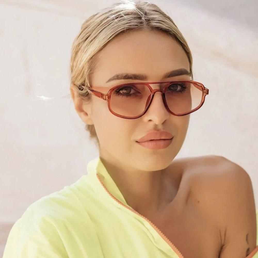 Big Frame Double Beam Sun Glasses Wide Legs Retro Trend Eyewear Photography