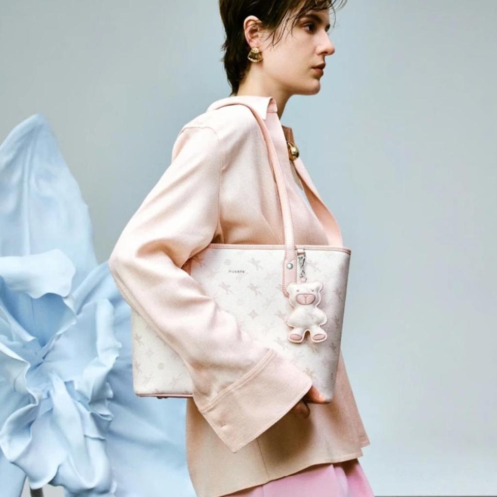 NUCELLE Pegasus Tote Bag, Shoulder Bag, Handheld Bag, Large Capacity, Commute Bag, Pink, Size M, for 13-inch Laptop