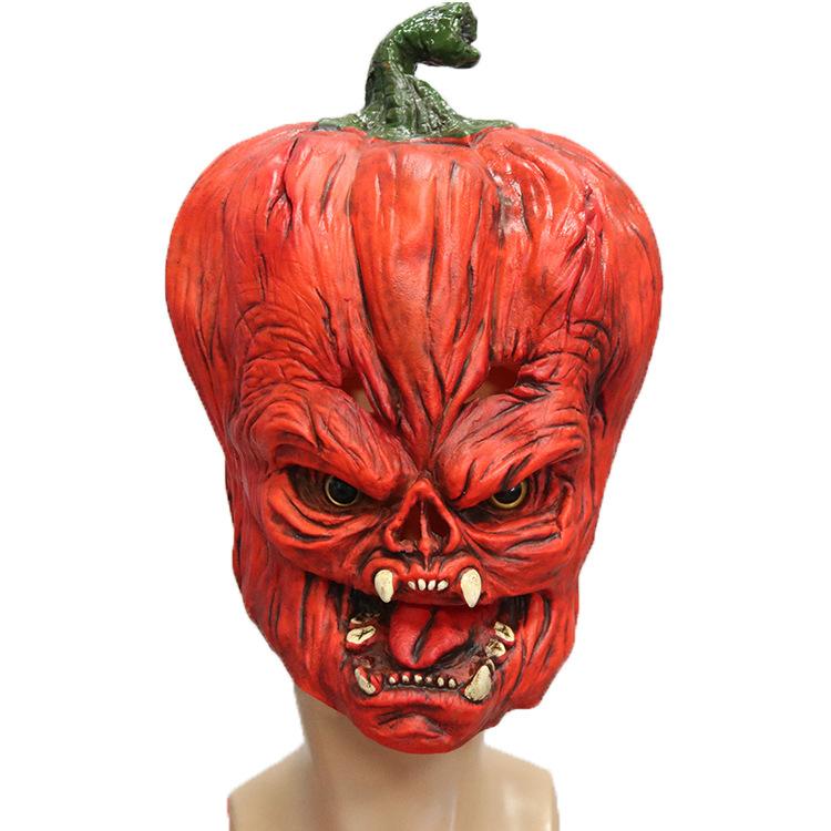Red Pumpkin Mask Halloween role-playing cospla Latex pumpkin headgear horror prop ghost