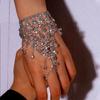 Shinny Stonefans Rhinestones Bridal Bracelets Mesh Crystal Bracelet Hand Chain Wedding Bangle Finger Rings Hand Accessories for Women