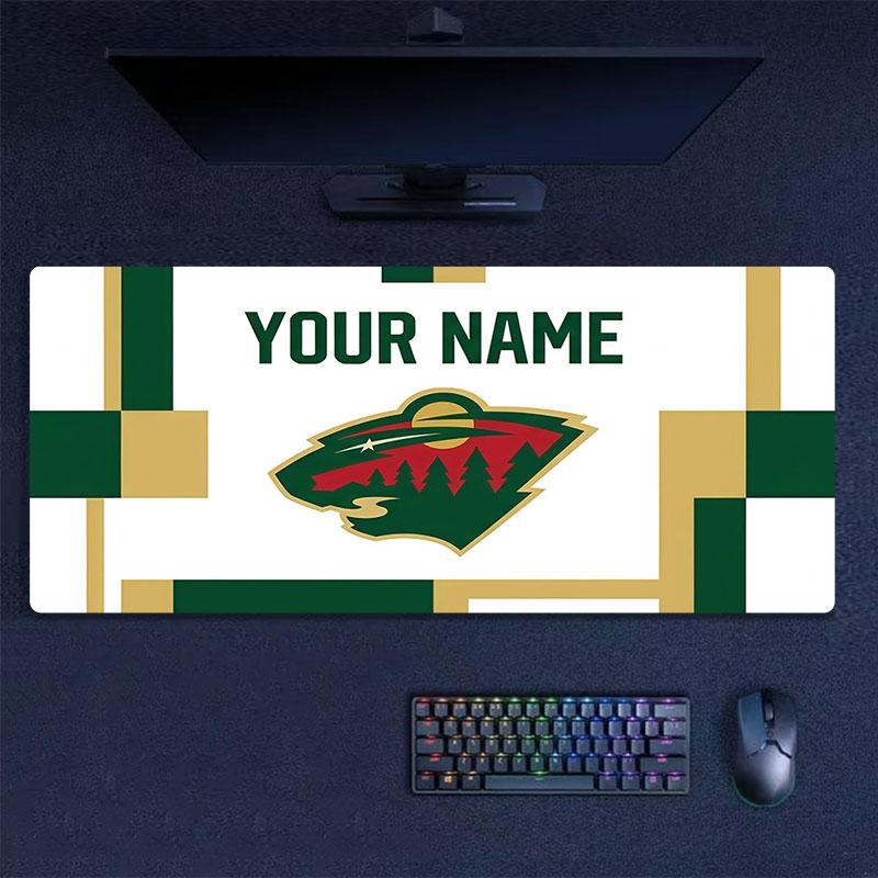 Custom Name,Minnesota Wild Mouse Pad, Large Gaming Desk Mat, Non-slip XXL Mousepad for Laptop & Tablet, Mini PC Playmat with Stitched Edges