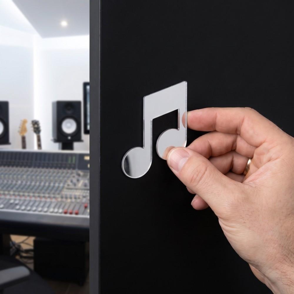 3D Look Music Note Wall Sticker Mirror Finish Embossed Wall Decal PVC Wall Sticker Home Decoration