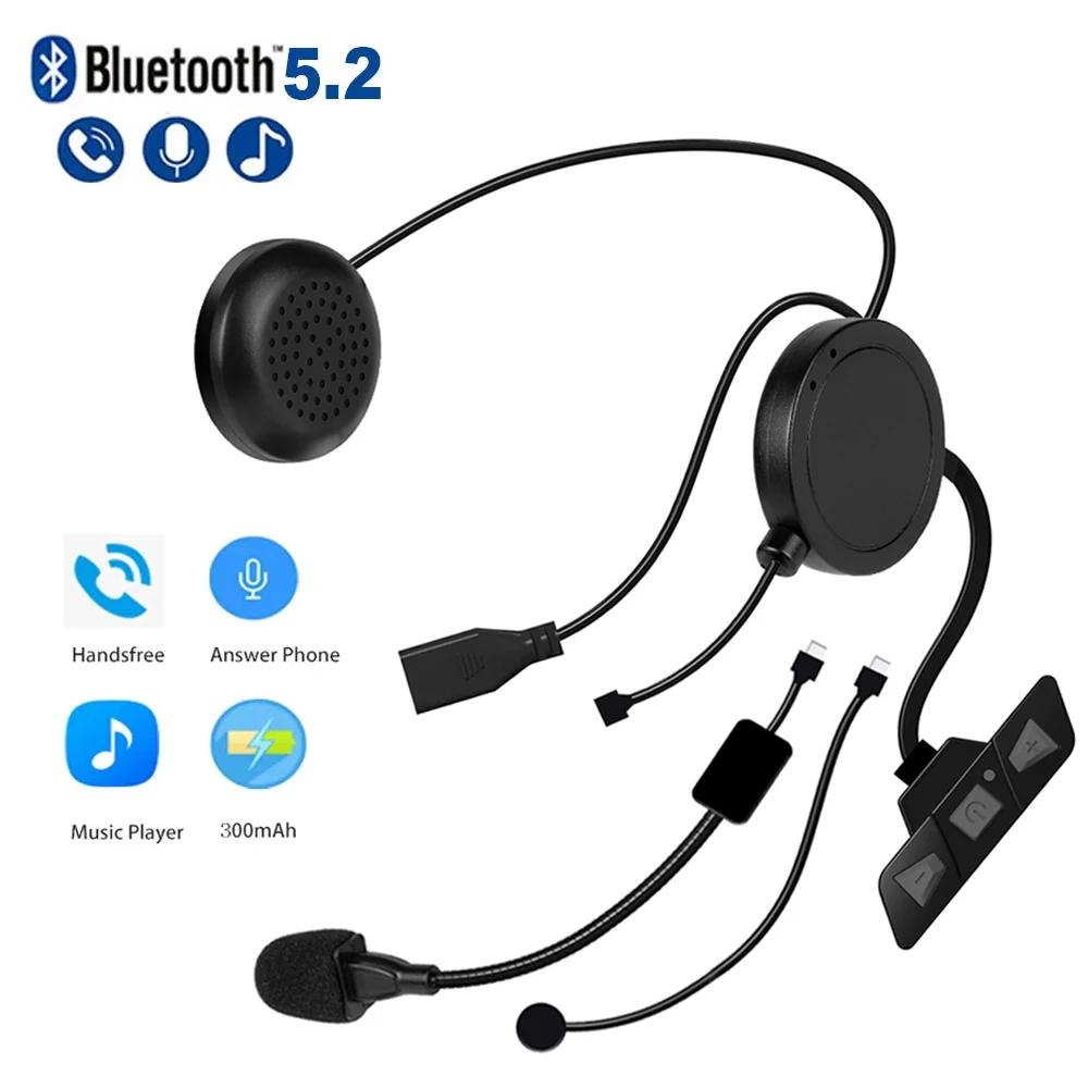 Мотоциклетная гарнитура Bluetooth 5.2 Беспроводные наушники Handsfree Стерео Музыкальный проигрыватель с микрофоном Шумоподавление Наушники для мотоциклиста