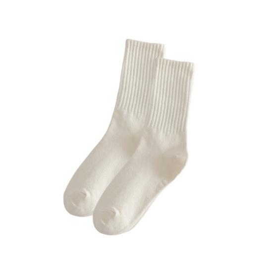 1 Pair Women Cotton Calf Socks Mid-tube No Odor Solid Color Thread High Elasticity Anti-slip