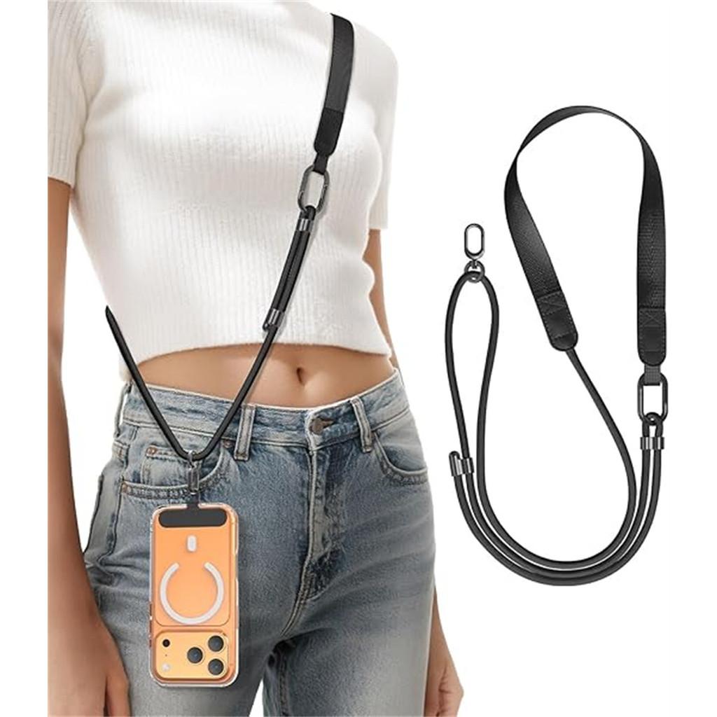 Ремешок для телефона через плечо с биркой для телефона, регулируемый ремешок для телефона, с удобным для кожи ремешком на шею и металлическим карабином