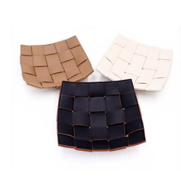 YY Pu Woven Leather Jewelry Tray Organised Nightstand Caddy for Men - EDC Catchall for Keys, Watch, Wallet, Jewellery Gift