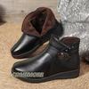High Quality Fashion Winter BlackBoots Women Leather Warm Fur Ankle Boots Mother Outdoor Leisure Non-slip Snow Boots Woman Shoes