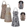 Стильный фартук с леопардовым принтом, кухонные аксессуары для приготовления пищи, фартук с регулируемым шейным ремешком, легко стирается, для домашнего использования, салона красоты