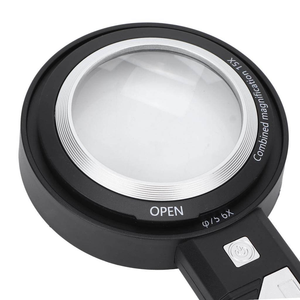 Лупа для пожилых людей 6X/15X 6 светодиодных ламп Ручная линза-лупа для чтения и осмотра