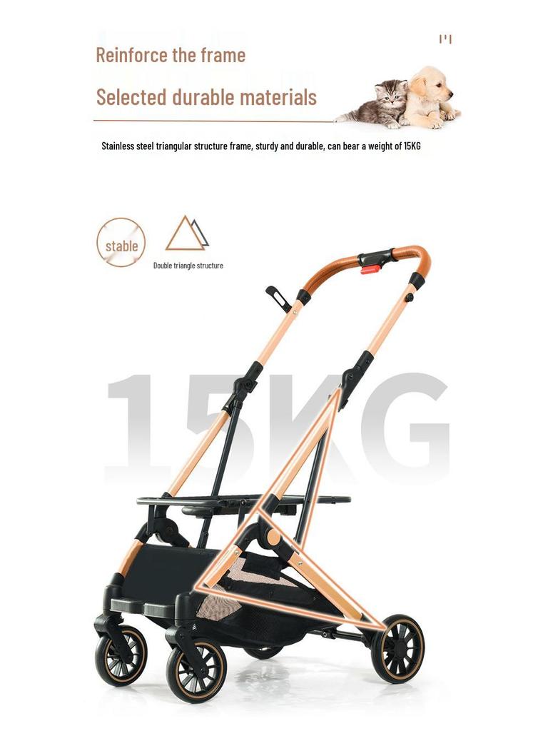 Lightweight Pet Stroller: Foldable, Detachable for Small Dogs & Cats - Ideal for Outdoor Use