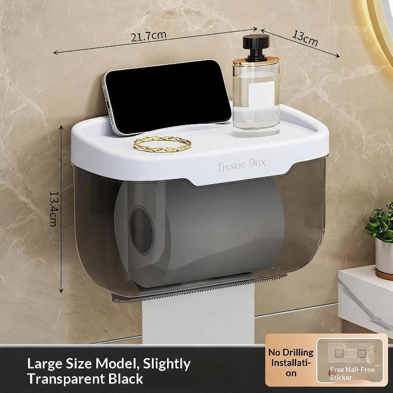 Wall Mounted Tissue Box Waterproof Multifunctional Top Storage Shelf for Bathroom Kitchen RV Camper Small Space