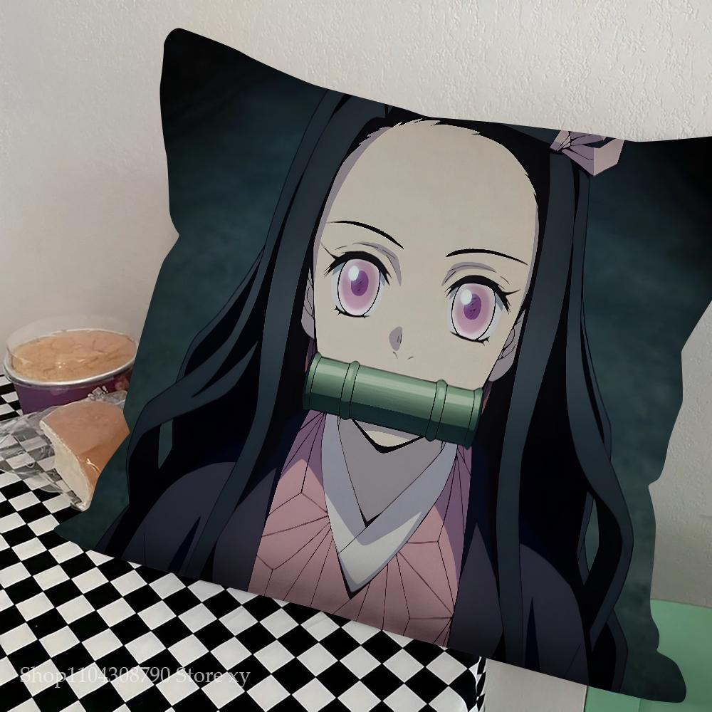 Аниме Клинок, рассекающий демонов Kimetsu Наволочка Квадратная Подушка Спальня Диван Подушка для отдыха и комфорта Автомобиль Гостиная Домашний Декор