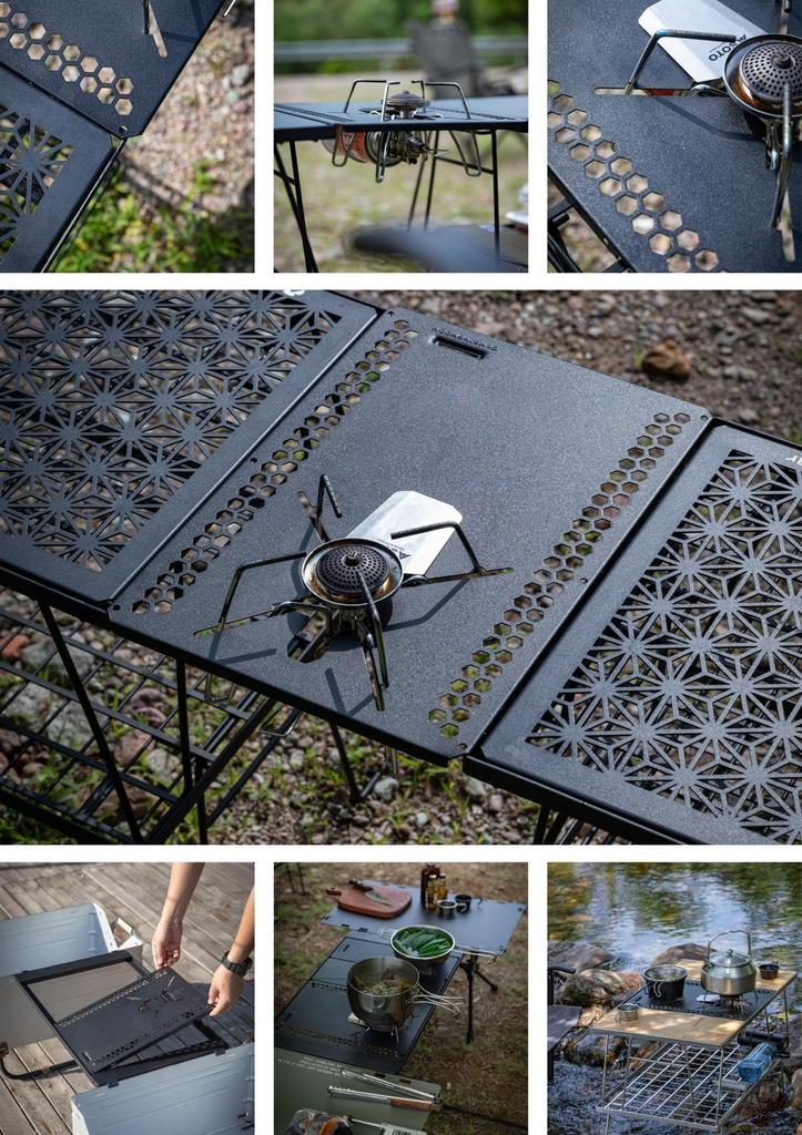 Полевая стойка CAMPING MOON с регуляторной плитой, столешница IGT, соединяемая столешница, стол-гриль, столешница IGT, GT-36