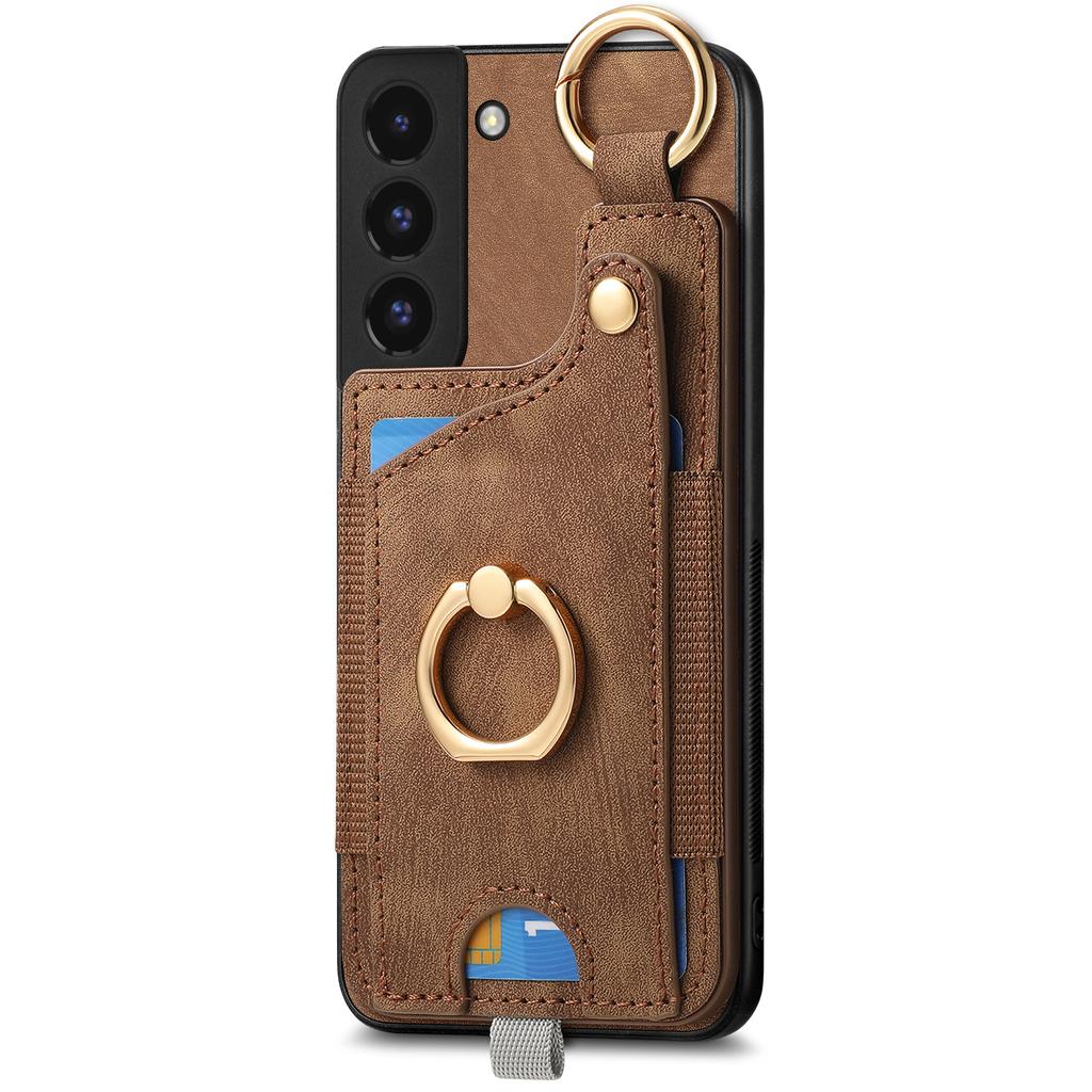 For Samsung Galaxy S22 5G Case Card Holder PU Leather+TPU Phone Shell