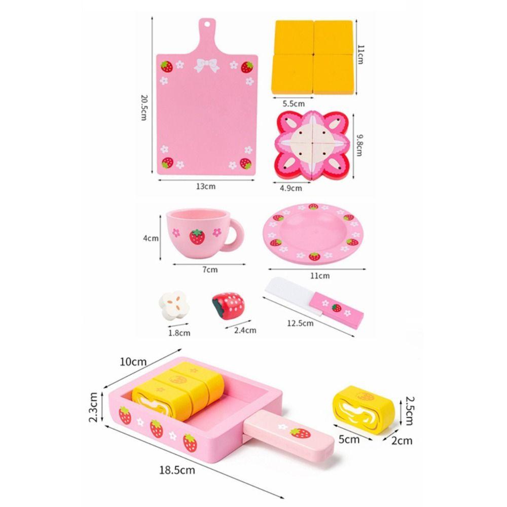 Strawberry Design Wooden Simulation Cake Toys Cooking Role Play Toys Children's Play
