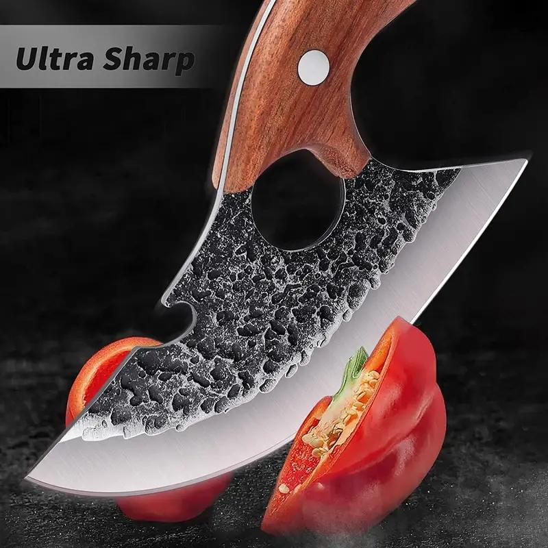 Stainless Steel Hammer Pattern Meat Knife Butcher Cleaver Knife for BBQ, Picnic, Kitchen