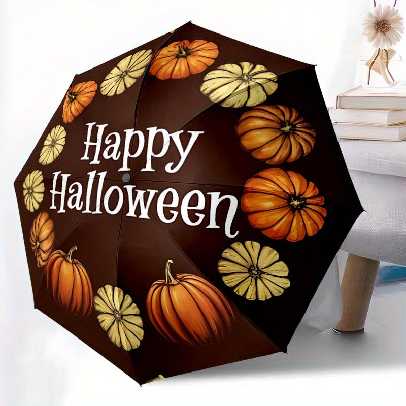 1pc Pumpkin Halloween Automatic Umbrella High Quality Canopy, Portable Folding Umbrella with, Ideal Gift for - Travel, Everyday, Formal Events, Stylis