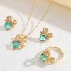 Full Diamond Bow Necklace Women'S Light Luxury Simple Inlaid Sapphire Necklace Ring Earrings
