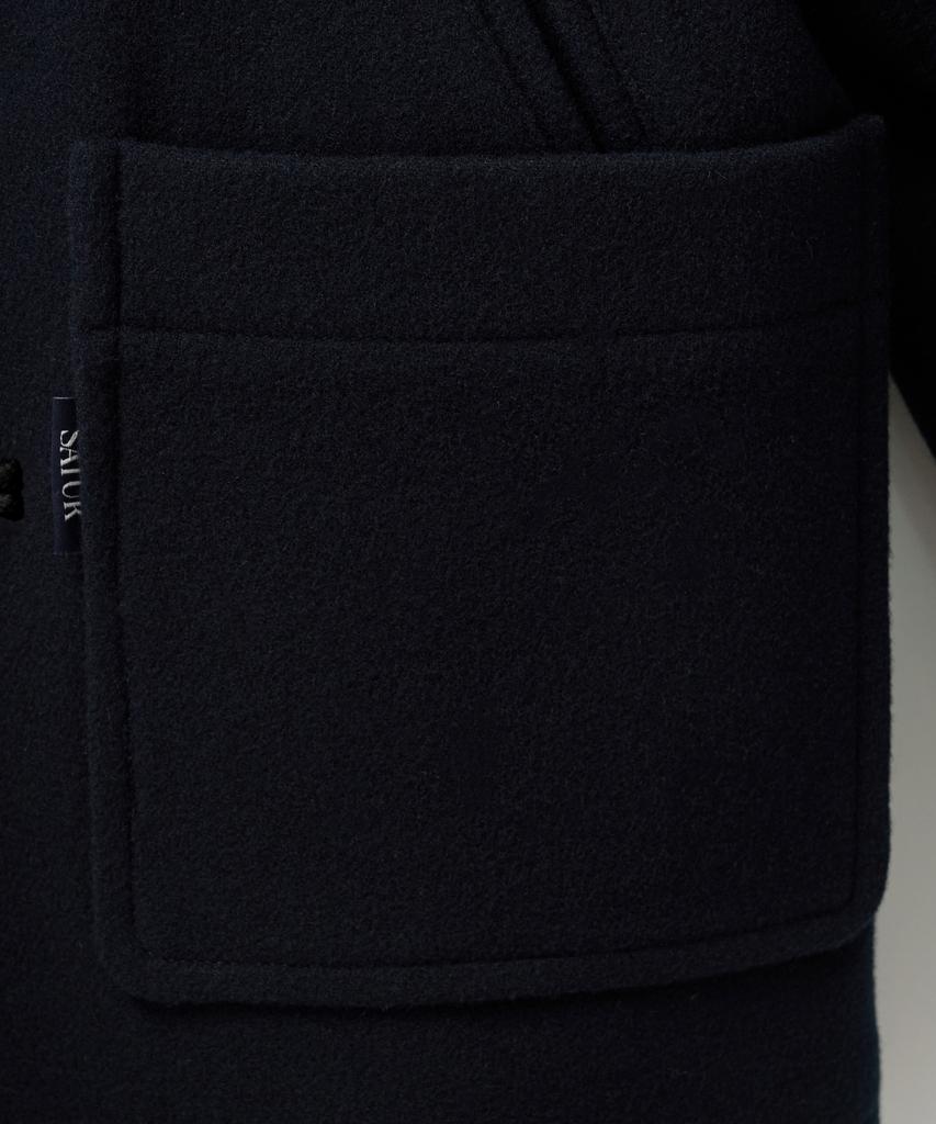 Satur (W) Hooded Wool Blend Duffle Half Coat Navy