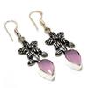 Pink Chalcedony Gemstone 925 Silver Plated Handmade Jewelry Earring 1.89"