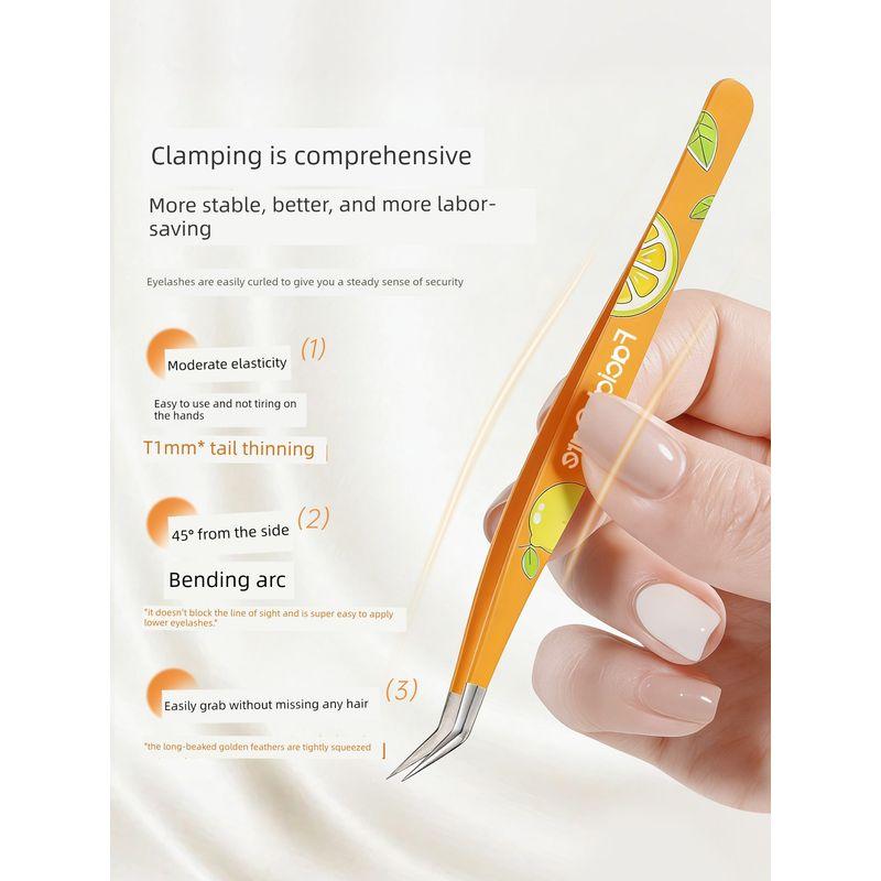 Stainless Steel Tweezers, False Eyelash Tweezers, Professional Grafting Tools for Beginners, Gold Feather Clips, Special Tools for Eyelash Technicians