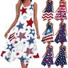 Женское повседневное модное платье миди без рукавов с круглым вырезом и принтом в честь Дня независимости и нерегулярным подолом