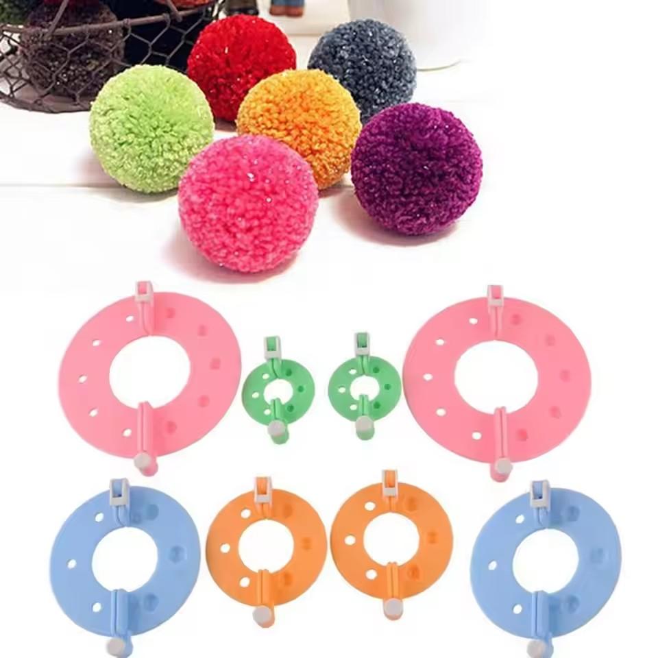 8PCS 4 Sizes Fluff Ball Weaver PomPom Maker Knitting Loom Kit Kids DIY Diy Craft Supplies Maker Knitting Tools