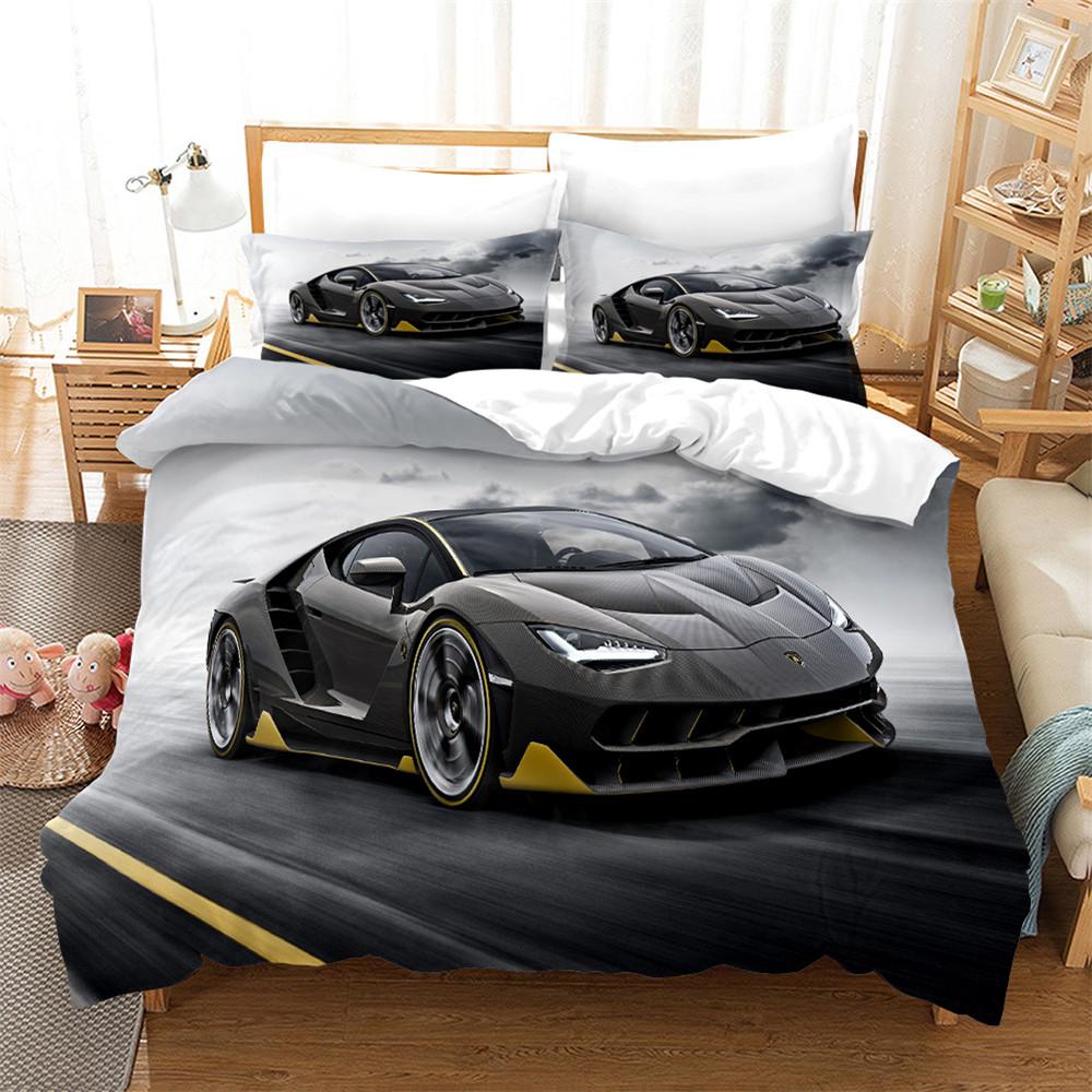 Sport Racing Car Duvet Cover Set Blue Race Car Bedding Set Full Size Boys Blue Flame Extreme Speed Sports Car Comforter Cover
