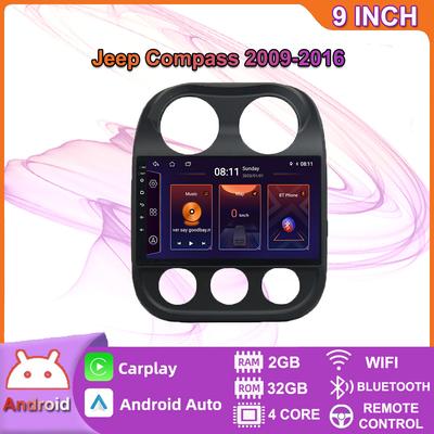 Автомобильный мультимедийный плеер Android 2 Din для Jeep Compass 2009-2016, головное устройство, стерео Carplay, GPS-навигация, BT, WIFI, 2 + 32 ГБ