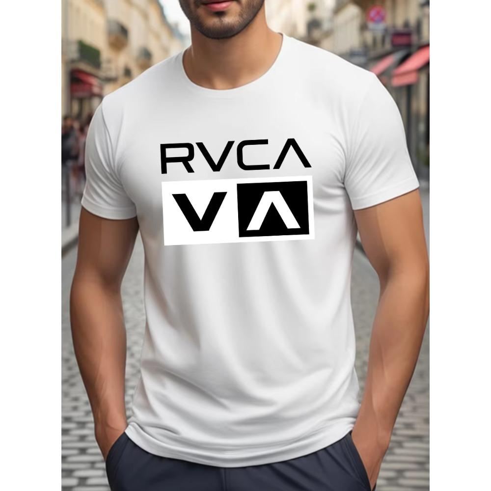 Rvca Print Tshirt Unisex Retro Skate Streetwear Inspired Graphic Print Casual Short Sleeve Cotton Active Tee Tops