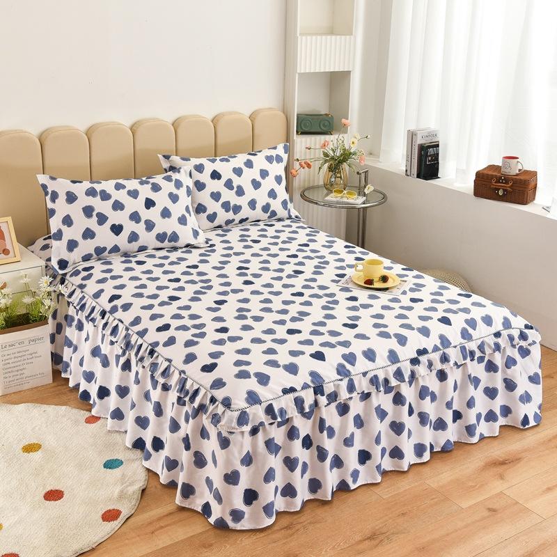 Новая хлопковая юбка-кровать с корейским принтом, хлопковая юбка-кровать, покрывало, одноместное, двойное, предметы домашнего обихода