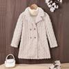 Girls Teen Autumn and Winter Clothes Double-breasted Plush Warm Long Jacket for Children Coats