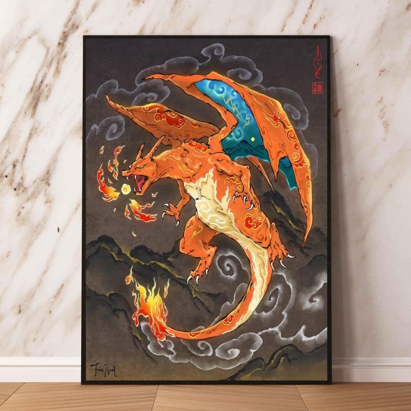 Lugia Ho-Oh Pokemon Unframed Canvas Painting Comic Themed Anime Wall Decor  Unique Collection Enhance Your Living Space