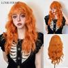 Кудрявые синтетические парики для женщин, оранжевые, рыжие, длинные волнистые волосы, парики для косплея с челкой, натуральный поддельный парик для вечеринки на Хэллоуин