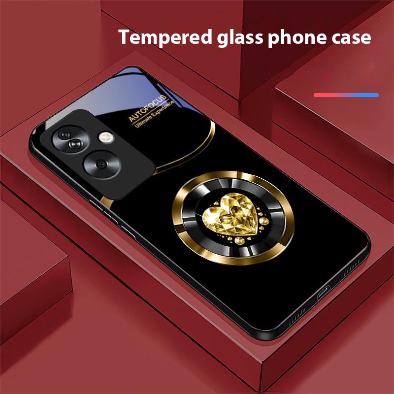 Круглый бриллиант для Oppo A79 5G 58 78 74 60 4G Reno 11F Realme GT 6 11 Note 50 10 C55 X2 Закаленное стекло Черный чехол для телефона